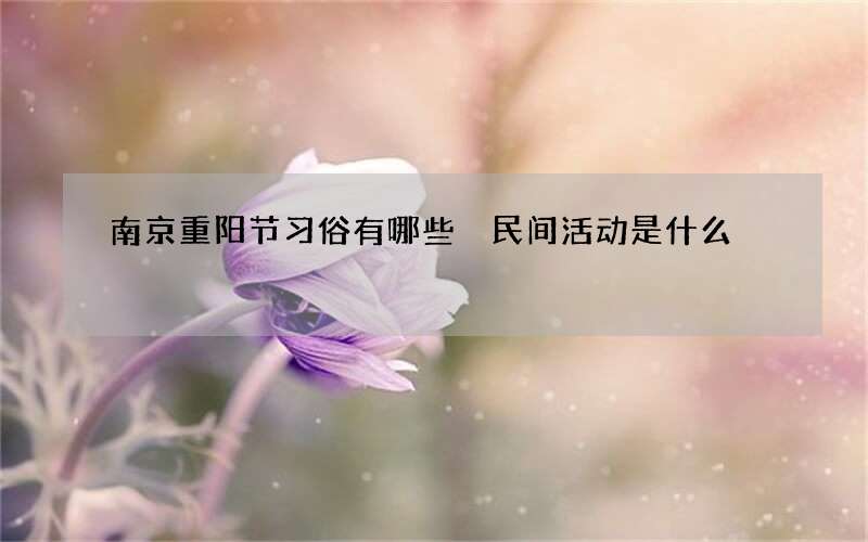 南京重阳节习俗有哪些 民间活动是什么